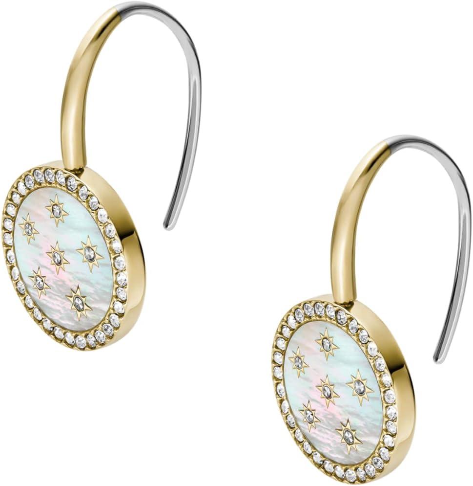 imageFossil Womens Stainless Steel DangleDrop or Hoop Earrings for WomenGold Classic MOP Disc
