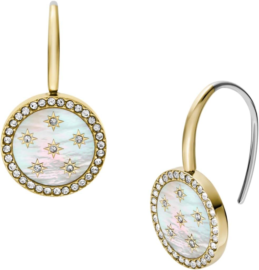 imageFossil Womens Stainless Steel DangleDrop or Hoop Earrings for WomenGold Classic MOP Disc