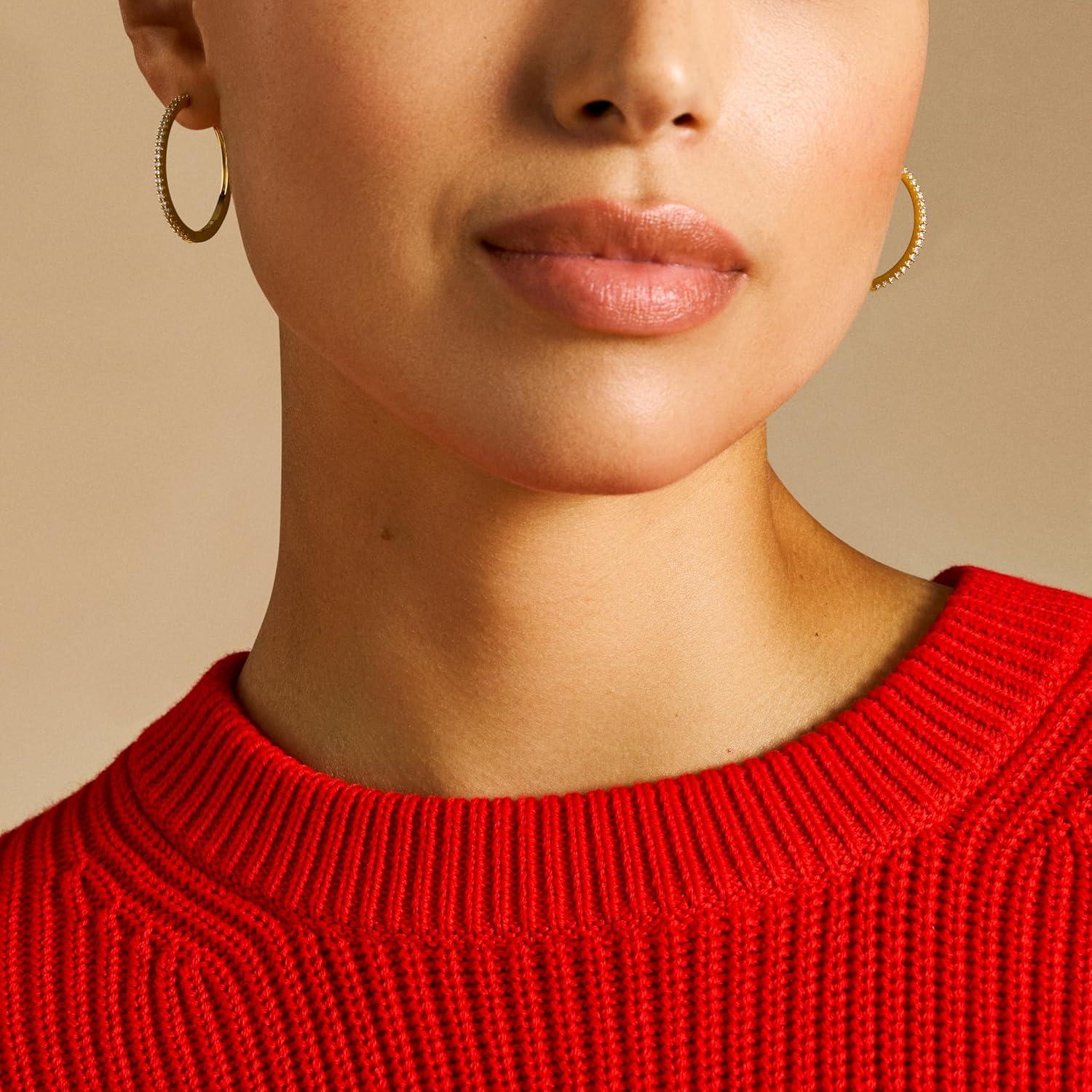 imageFossil Womens Stainless Steel DangleDrop or Hoop Earrings for WomenGold Ellis Hoop