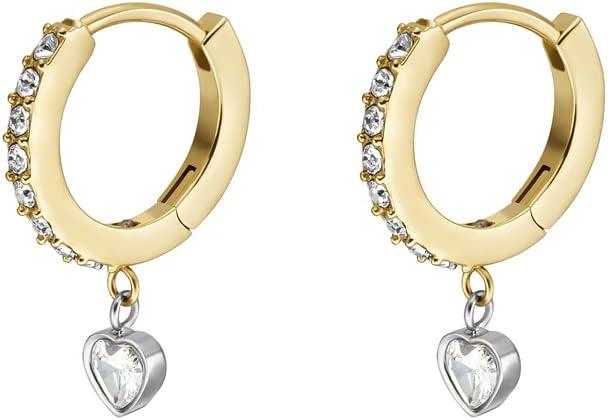 imageFossil Womens Stainless Steel DangleDrop or Hoop Earrings for WomenGold Glitz Heart Dangle