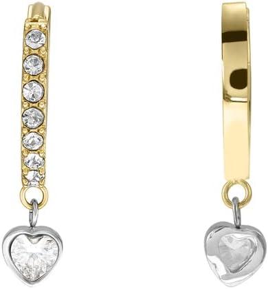 imageFossil Womens Stainless Steel DangleDrop or Hoop Earrings for WomenGold Glitz Heart Dangle