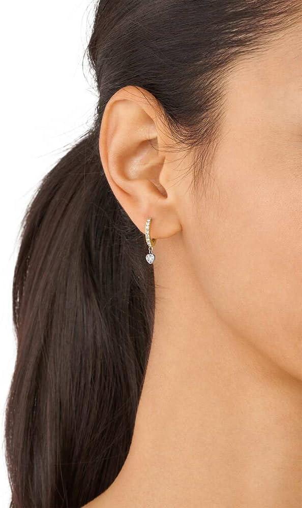 imageFossil Womens Stainless Steel DangleDrop or Hoop Earrings for WomenGold Glitz Heart Dangle
