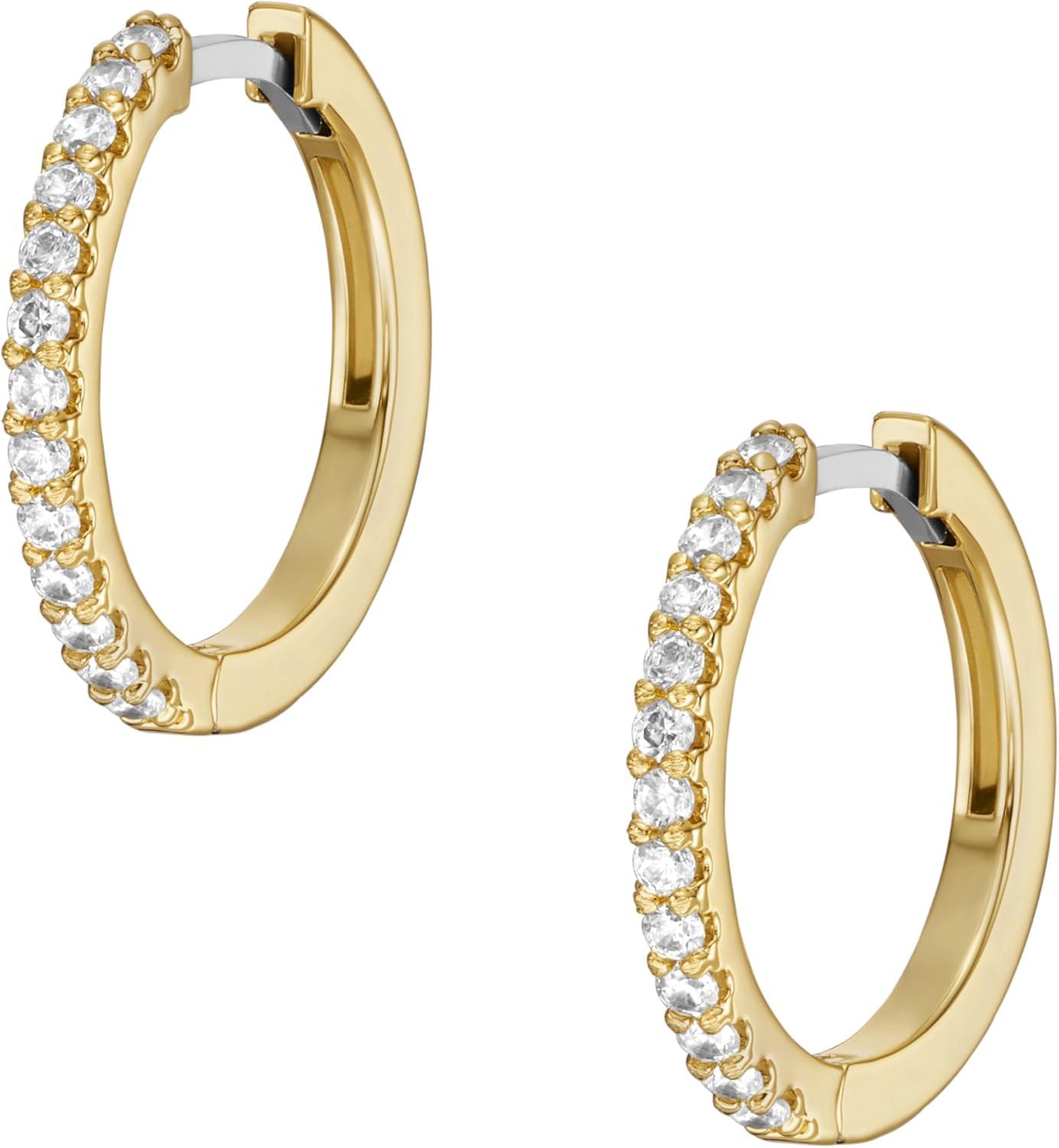 imageFossil Womens Stainless Steel DangleDrop or Hoop Earrings for WomenGold Glitz Huggie Hoop