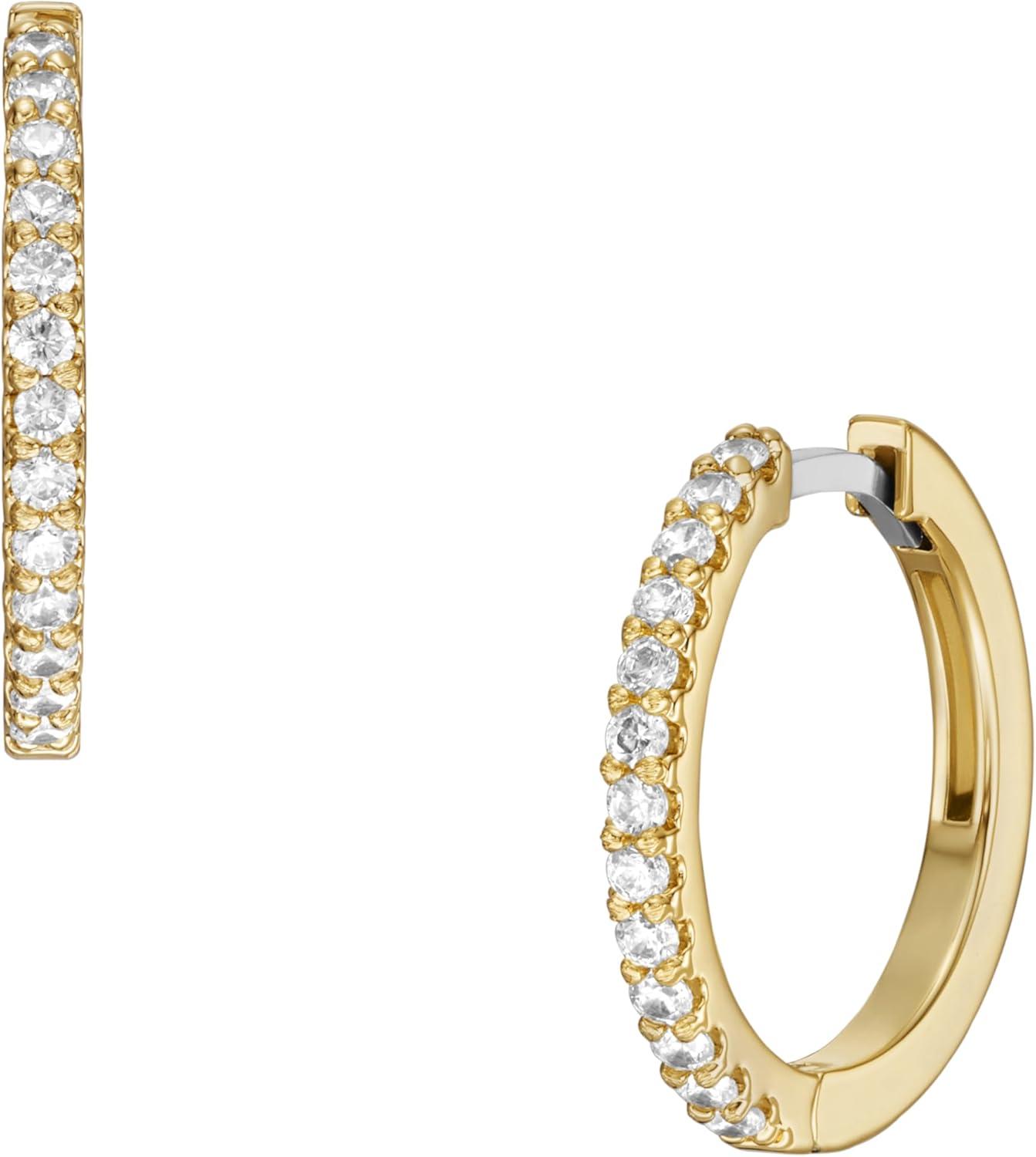 imageFossil Womens Stainless Steel DangleDrop or Hoop Earrings for WomenGold Glitz Huggie Hoop