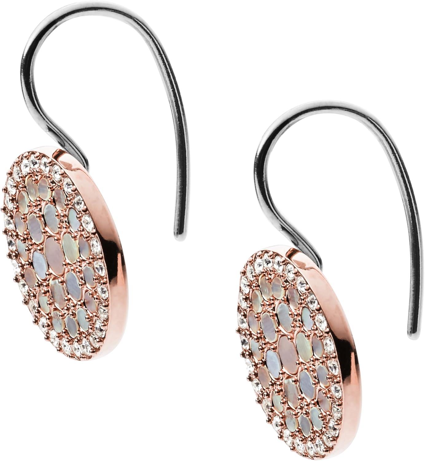 imageFossil Womens Stainless Steel DangleDrop or Hoop Earrings for WomenRose Gold Mosaic