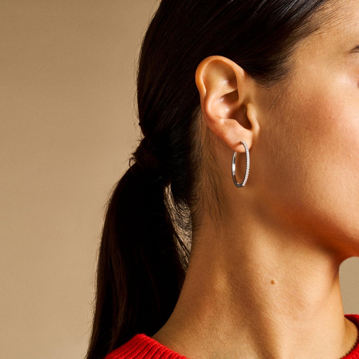 imageFossil Womens Stainless Steel DangleDrop or Hoop Earrings for WomenSilver Ellis Hoop