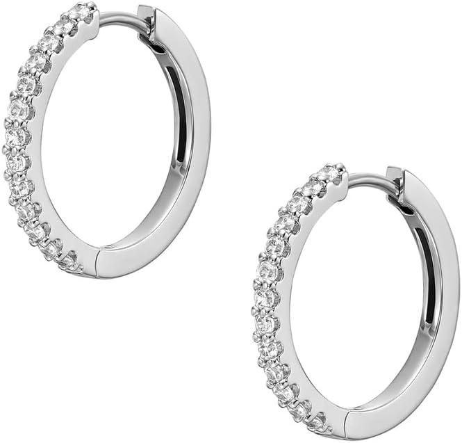 imageFossil Womens Stainless Steel DangleDrop or Hoop Earrings for WomenSilver Ellis Sterling Hoop