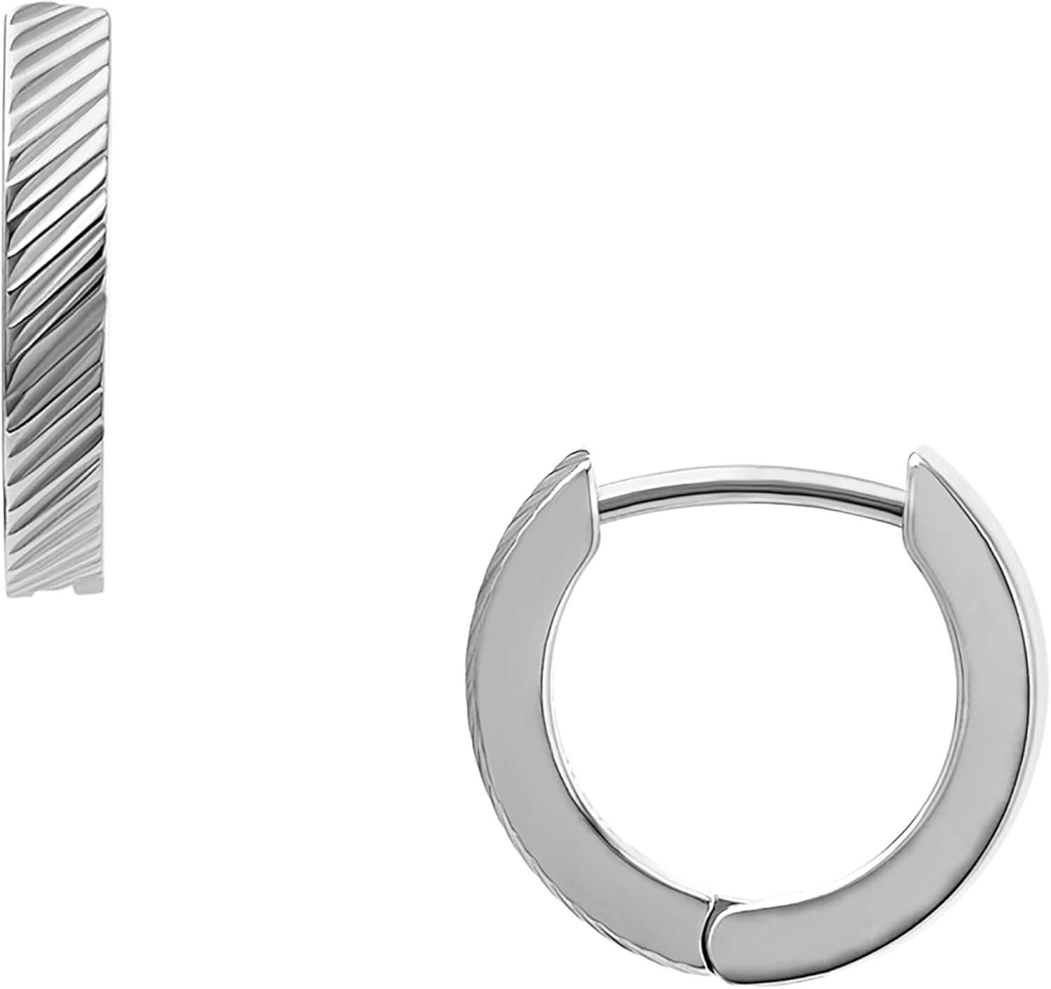 imageFossil Womens Stainless Steel DangleDrop or Hoop Earrings for WomenSilver Harlow Huggie Hoop