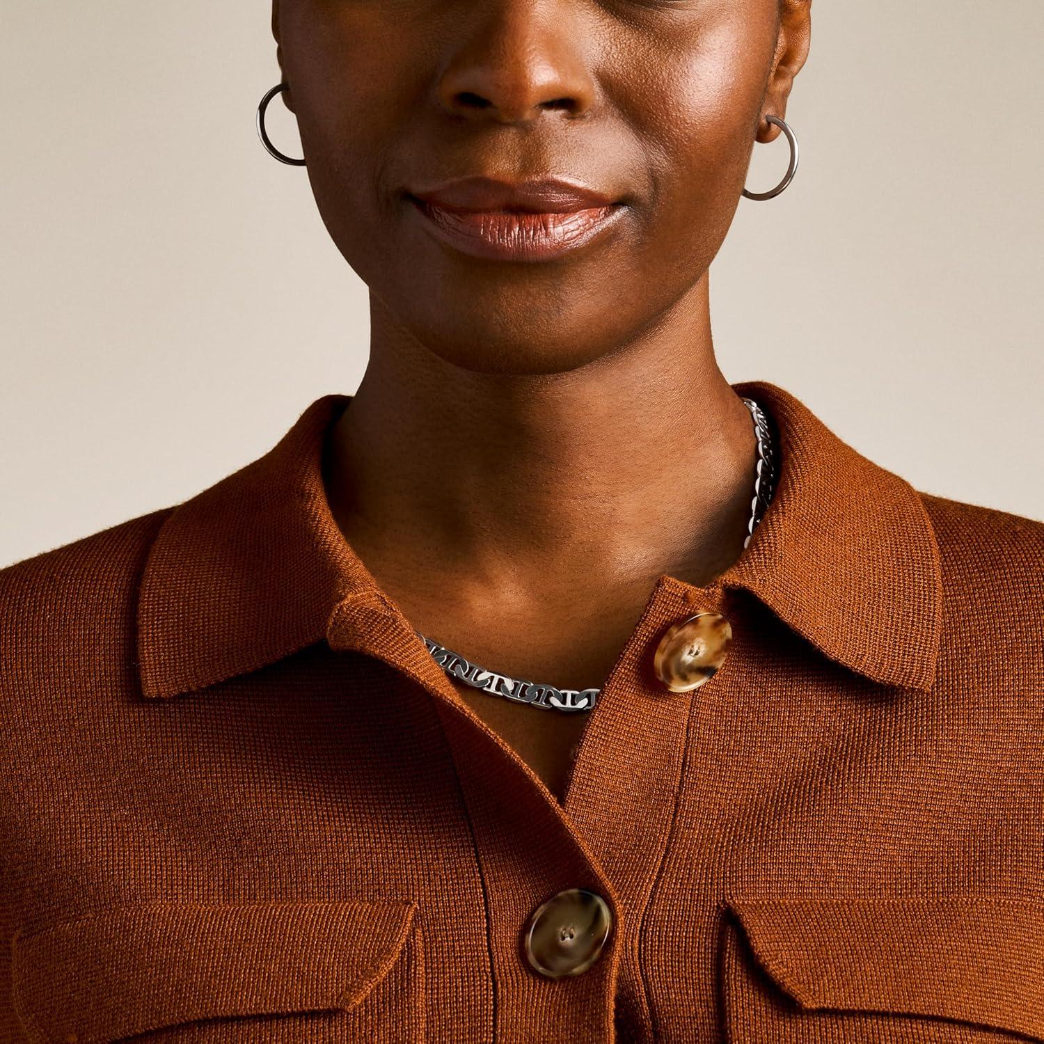 imageFossil Womens Stainless Steel DangleDrop or Hoop Earrings for WomenSilver Medium Hoop