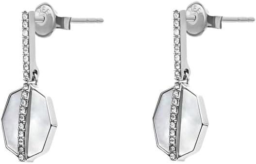 imageFossil Womens Stainless Steel DangleDrop or Hoop Earrings for WomenSilverMOP Drop