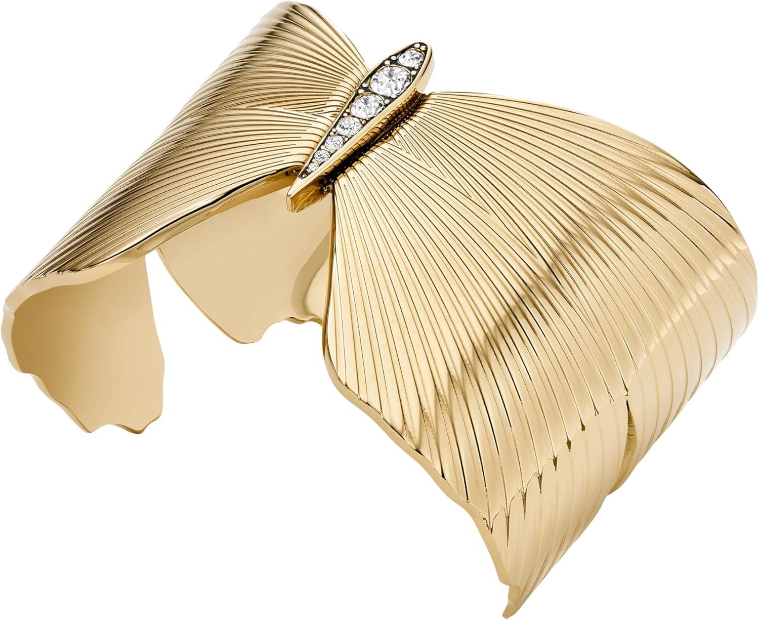 imageFossil Womens Stainless Steel GoldTone Bangle BraceletButterfly Cuff
