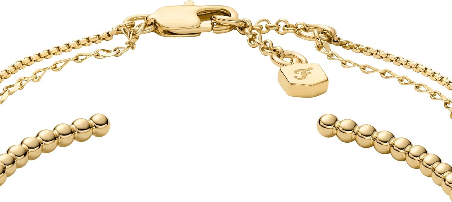 imageFossil Womens Stainless Steel GoldTone Bangle BraceletGold Chain Bracelet Set