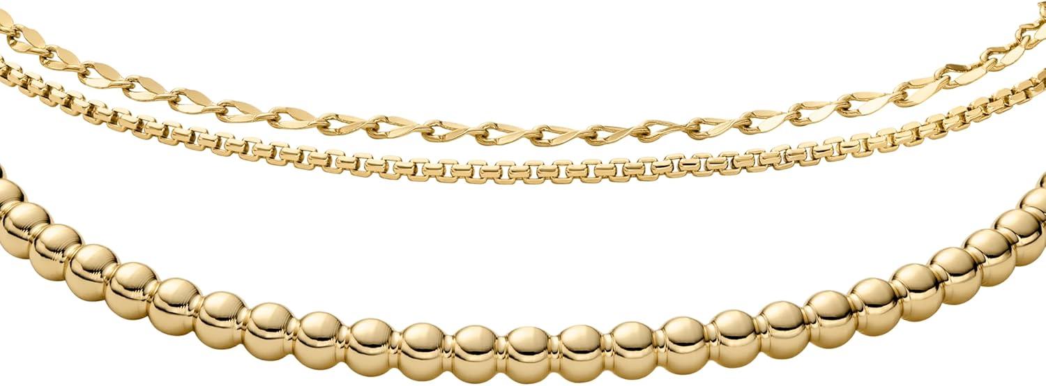 imageFossil Womens Stainless Steel GoldTone Bangle BraceletGold Chain Bracelet Set
