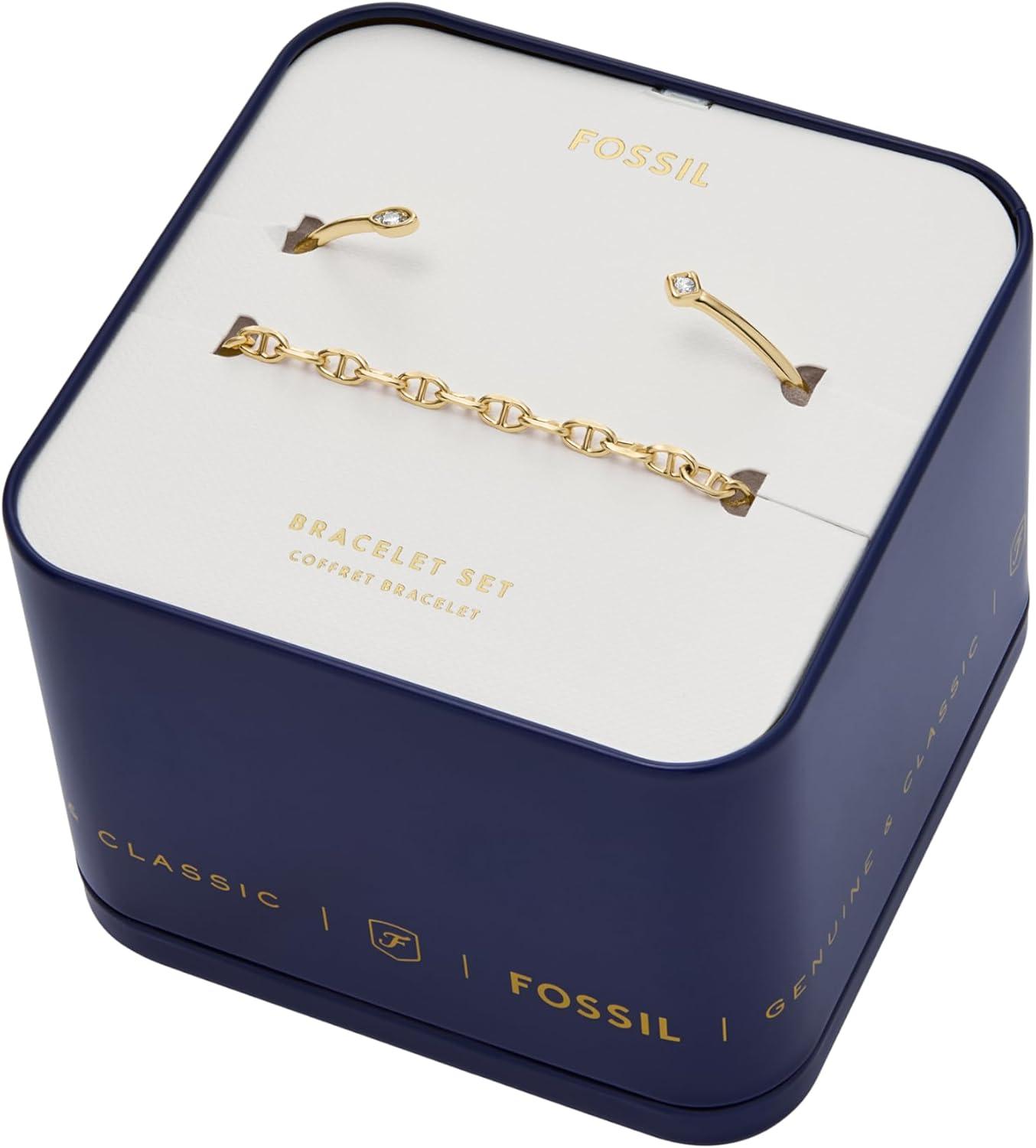 imageFossil Womens Stainless Steel GoldTone Bangle BraceletGold Cuff Bracelet Set