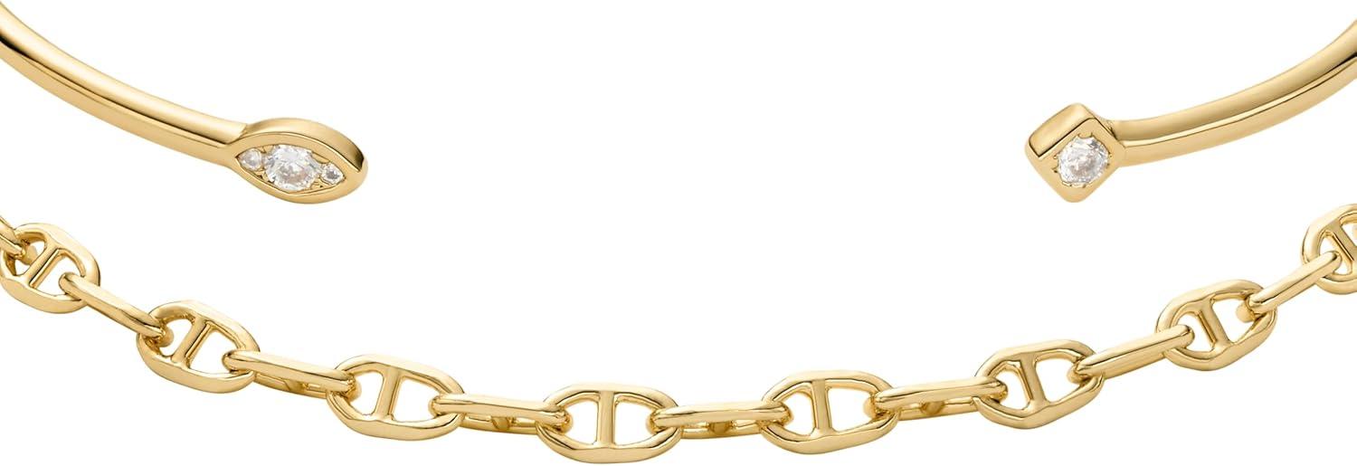 imageFossil Womens Stainless Steel GoldTone Bangle BraceletGold Cuff Bracelet Set
