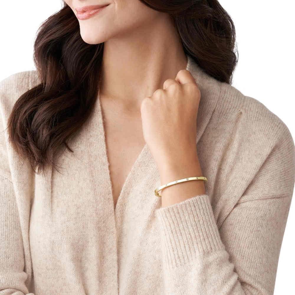 imageFossil Womens Stainless Steel GoldTone Bangle BraceletGold Star Glitz Bangle