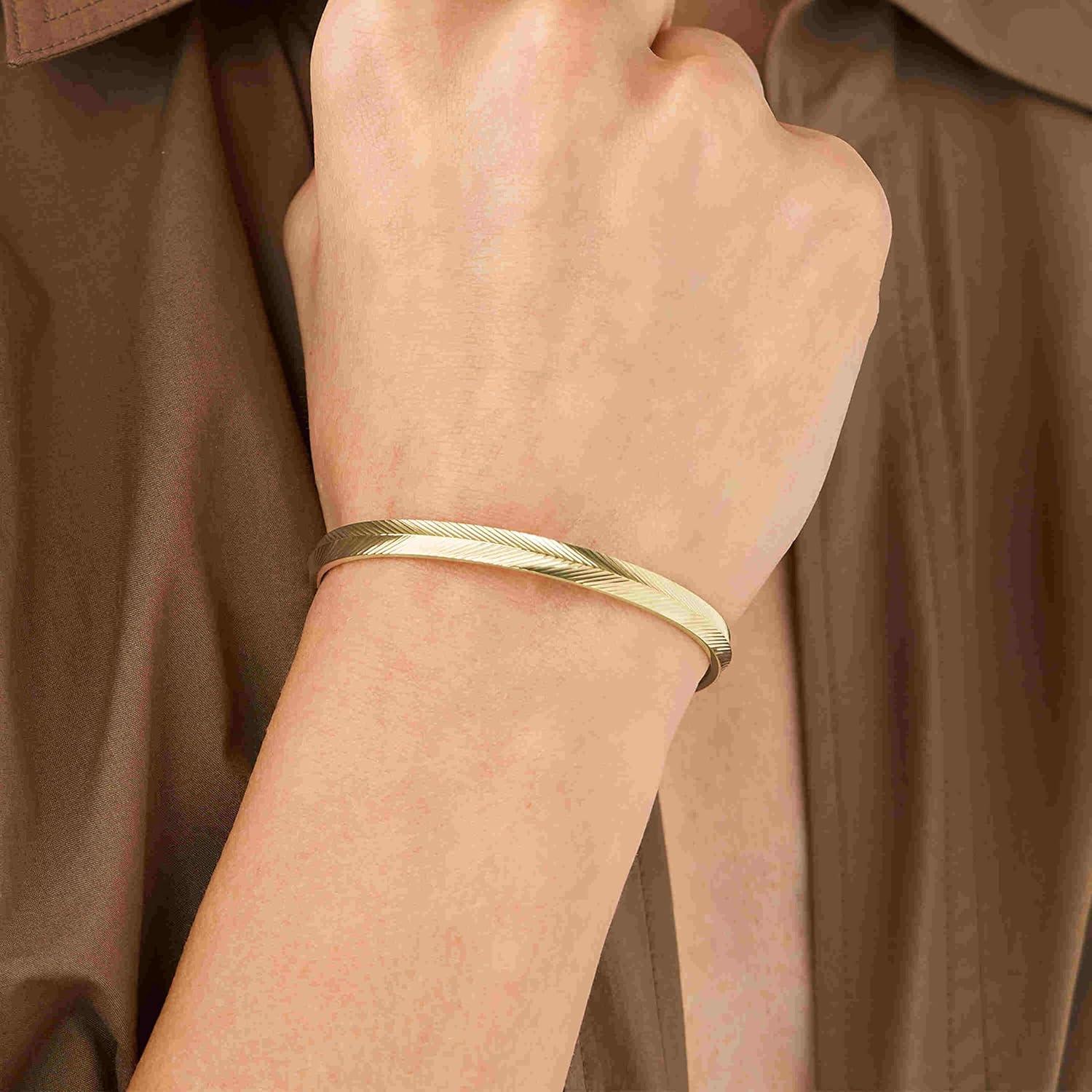 imageFossil Womens Stainless Steel GoldTone Bangle BraceletHarlow Gold Linear Bangle