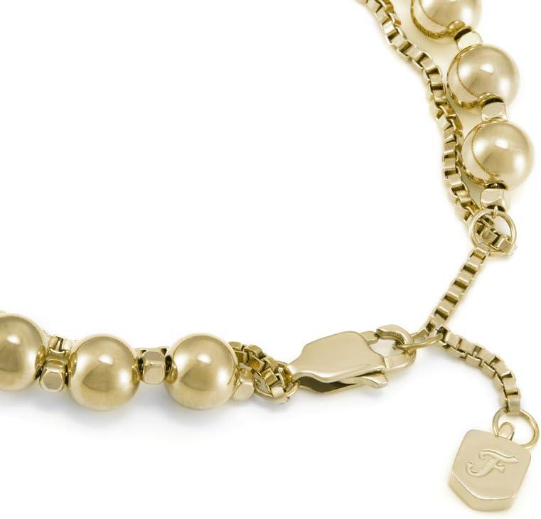imageFossil Womens Stainless Steel GoldTone Beaded BraceletGold Beaded