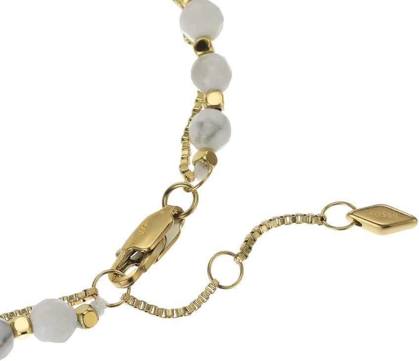 imageFossil Womens Stainless Steel GoldTone Beaded BraceletGoldHowlite