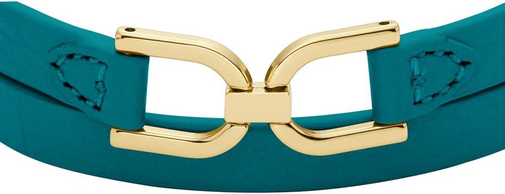 imageFossil Womens Stainless Steel and Genuine Leather Bracelet for WomenDLink Blue