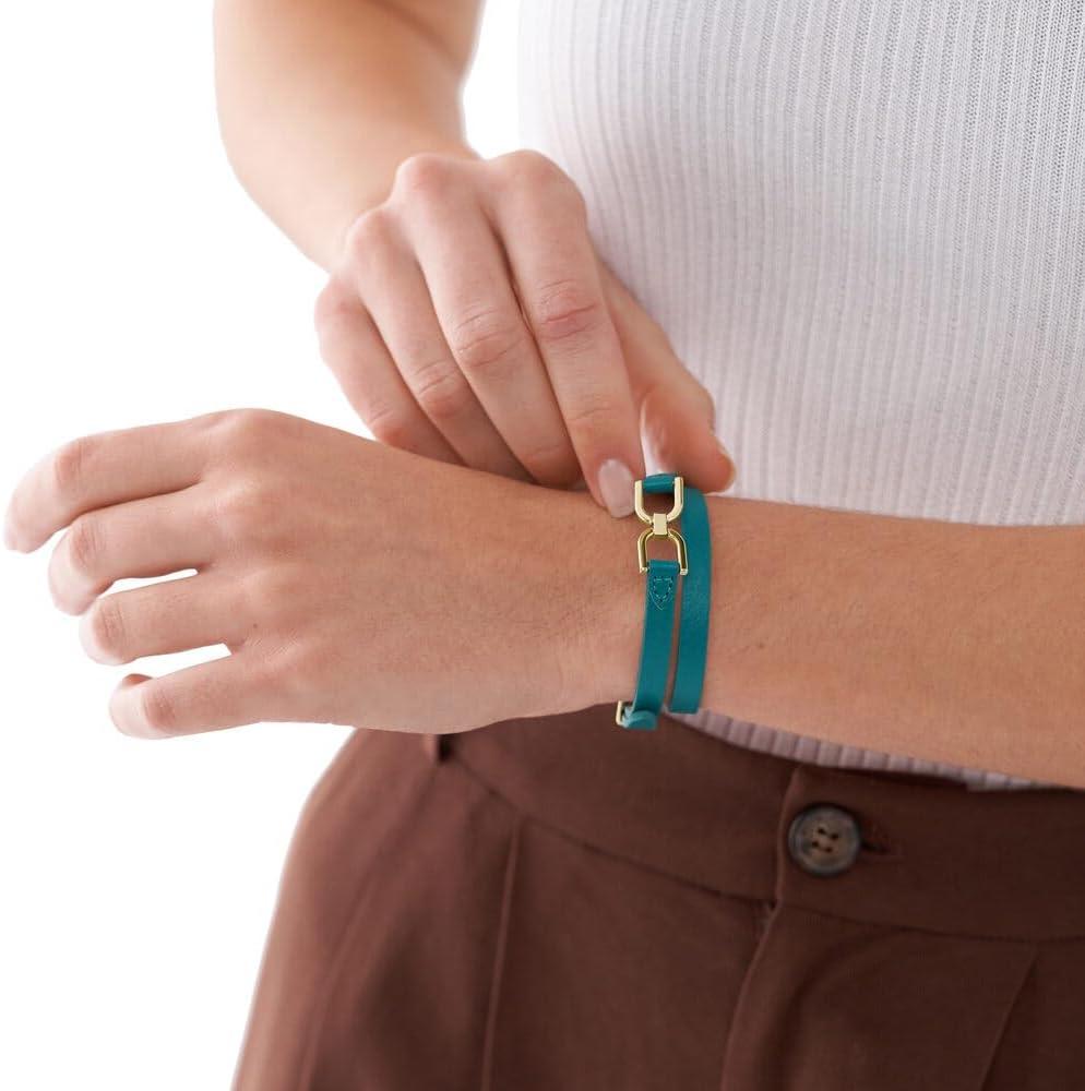 imageFossil Womens Stainless Steel and Genuine Leather Bracelet for WomenDLink Blue