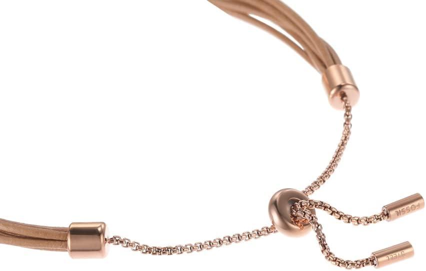 imageFossil Womens Stainless Steel and Genuine Leather Bracelet for WomenRose Gold Beaded