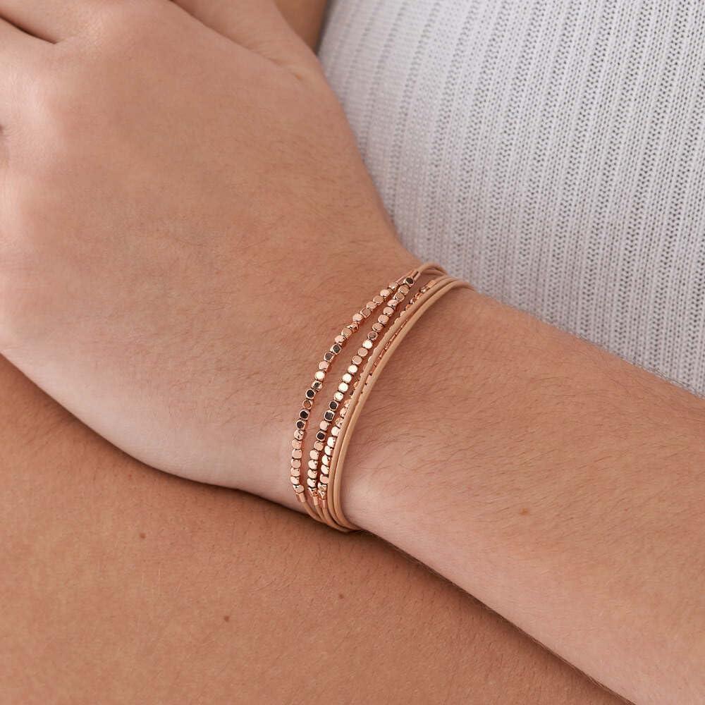 imageFossil Womens Stainless Steel and Genuine Leather Bracelet for WomenRose Gold Beaded