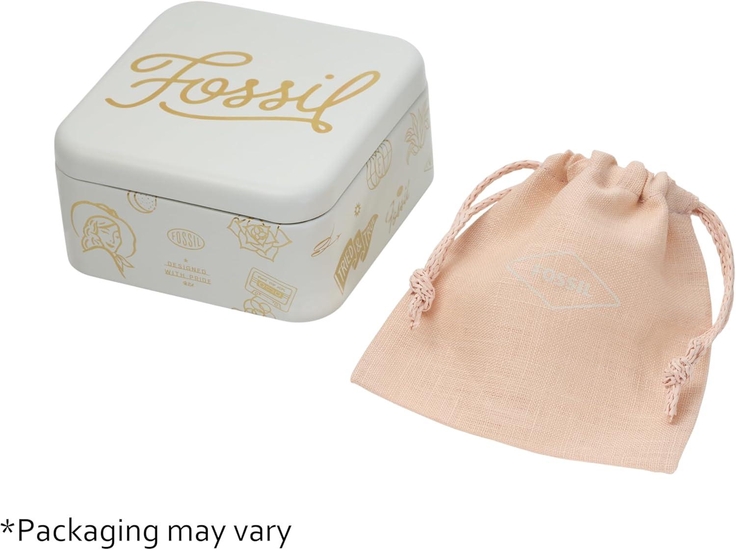 imageFossil Womens Stainless Steel and Genuine Leather Bracelet for WomenRose Gold GlitzTan