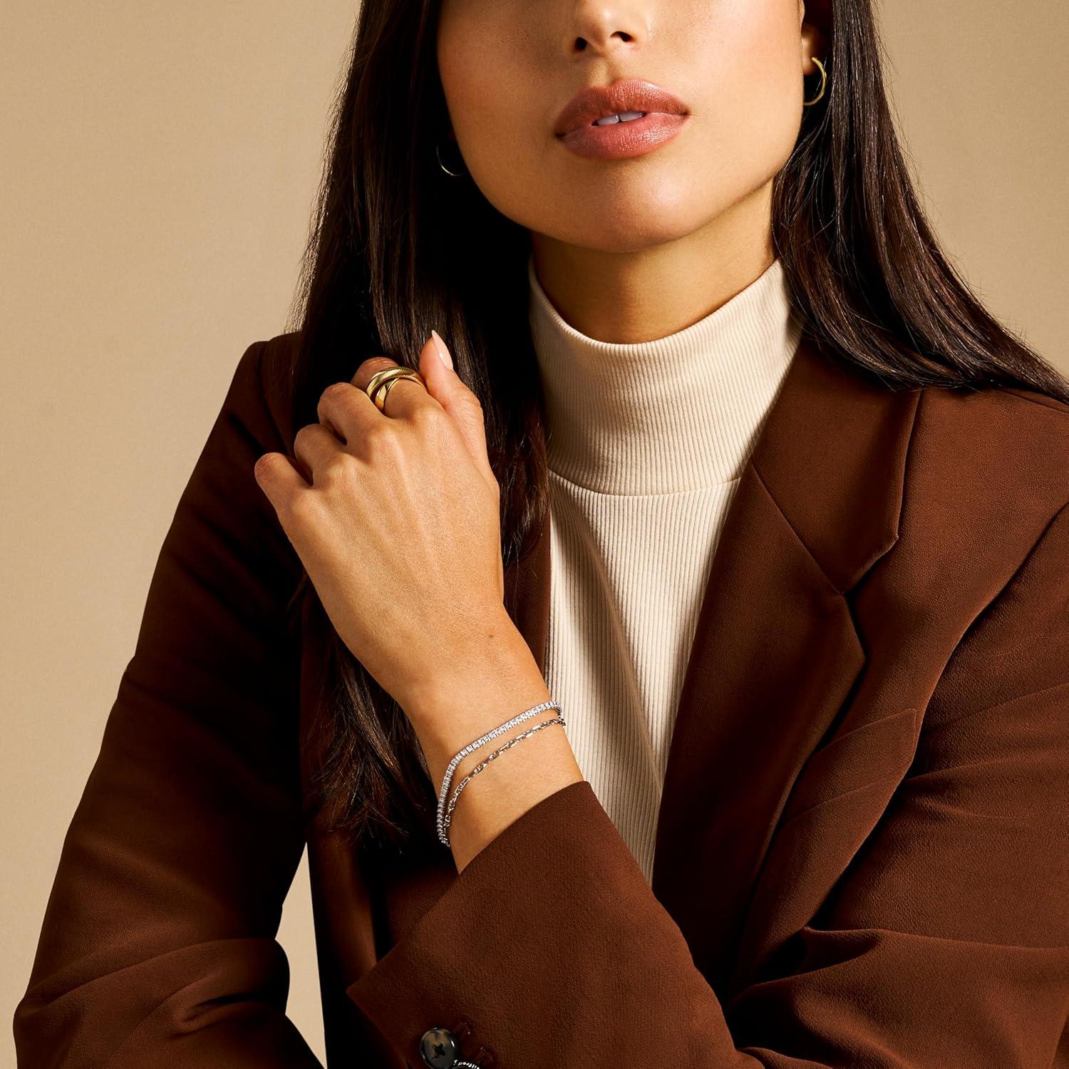 imageFossil Womens Sterling Silver or SilverTone Stainless Steel Chain Bracelet for WomenHeritage Chain