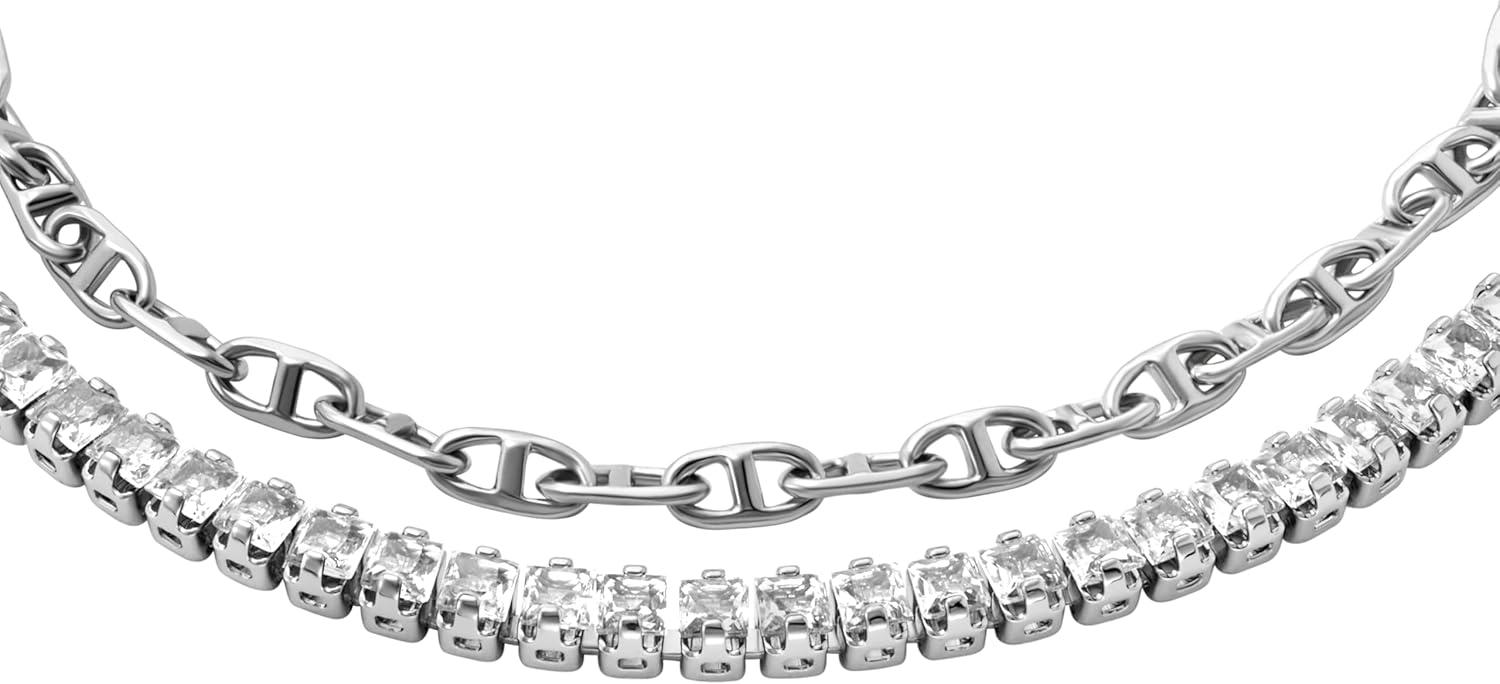 imageFossil Womens Sterling Silver or SilverTone Stainless Steel Chain Bracelet for WomenHeritage Chain