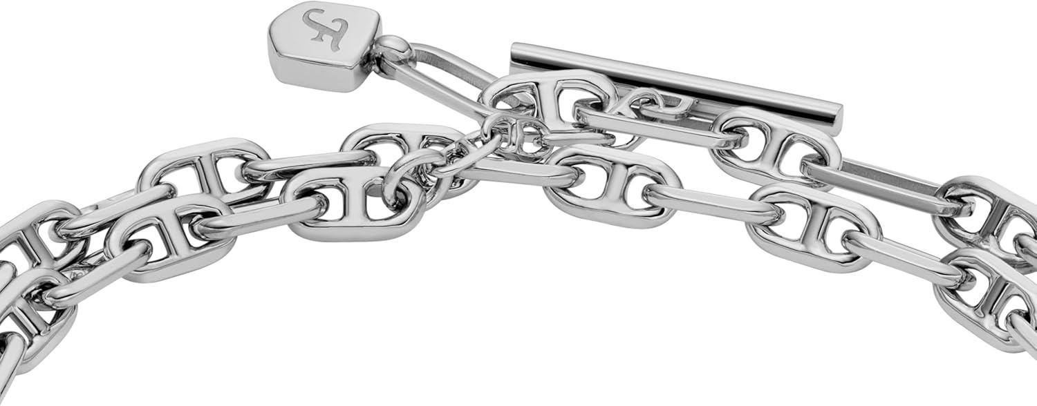 imageFossil Womens Sterling Silver or SilverTone Stainless Steel Chain Bracelet for WomenHeritage Double Wrap