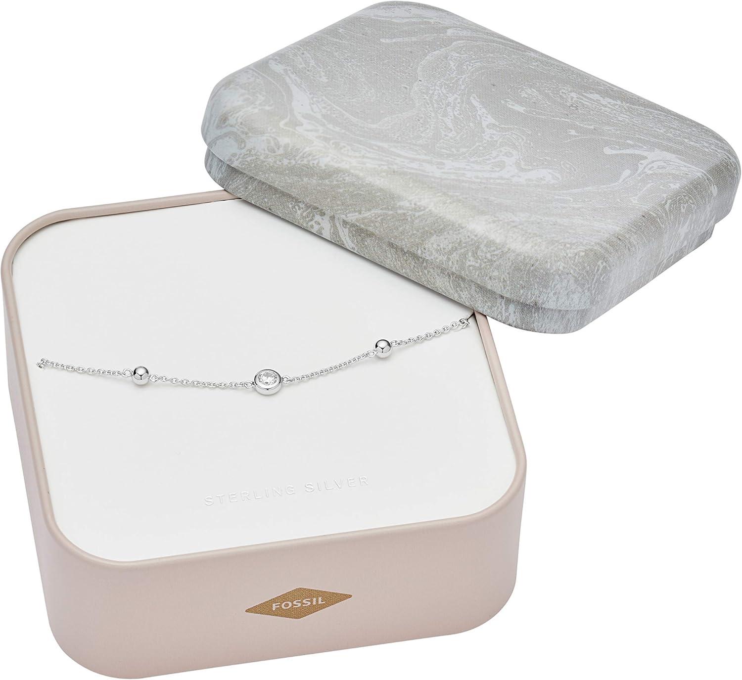 imageFossil Womens Sterling Silver or SilverTone Stainless Steel Chain Bracelet for WomenSilver Bead