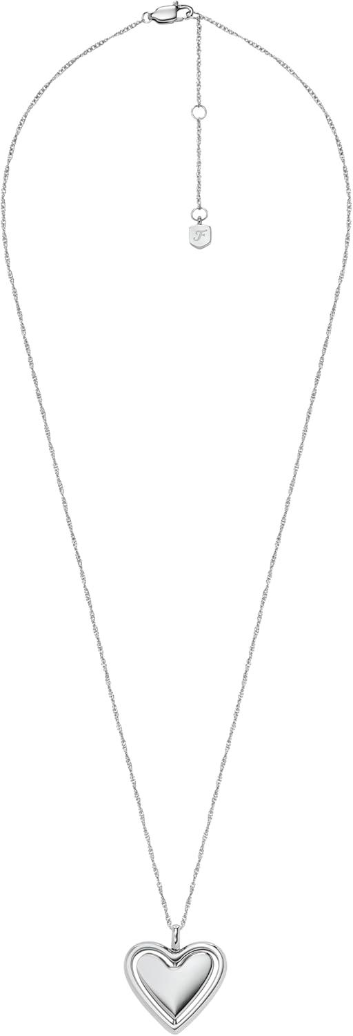 imageFossil Womens Sterling Silver or SilverTone Stainless Steel Pendant Chain Necklace for WomenSilver Heart Pendant