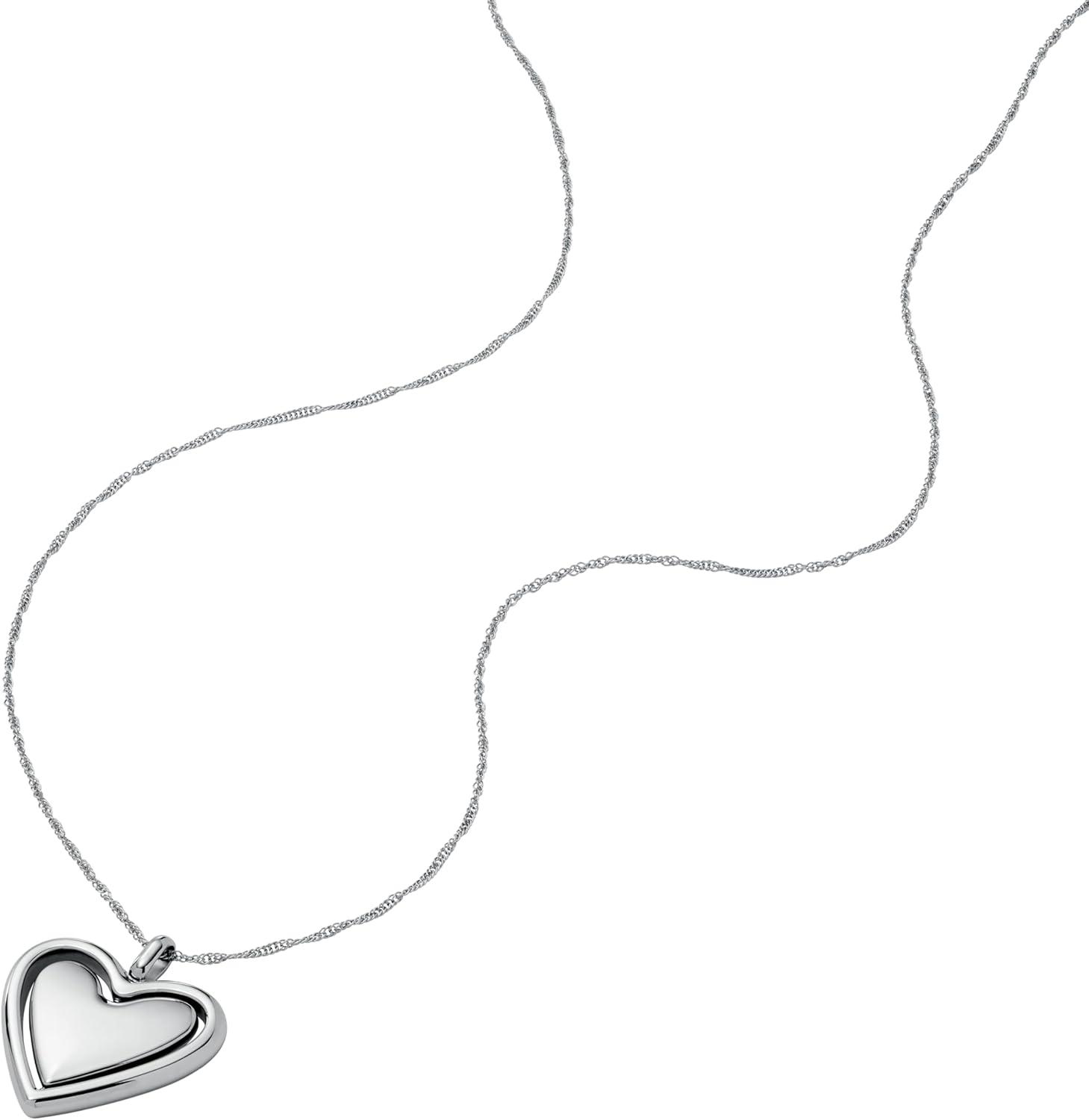 imageFossil Womens Sterling Silver or SilverTone Stainless Steel Pendant Chain Necklace for WomenSilver Heart Pendant