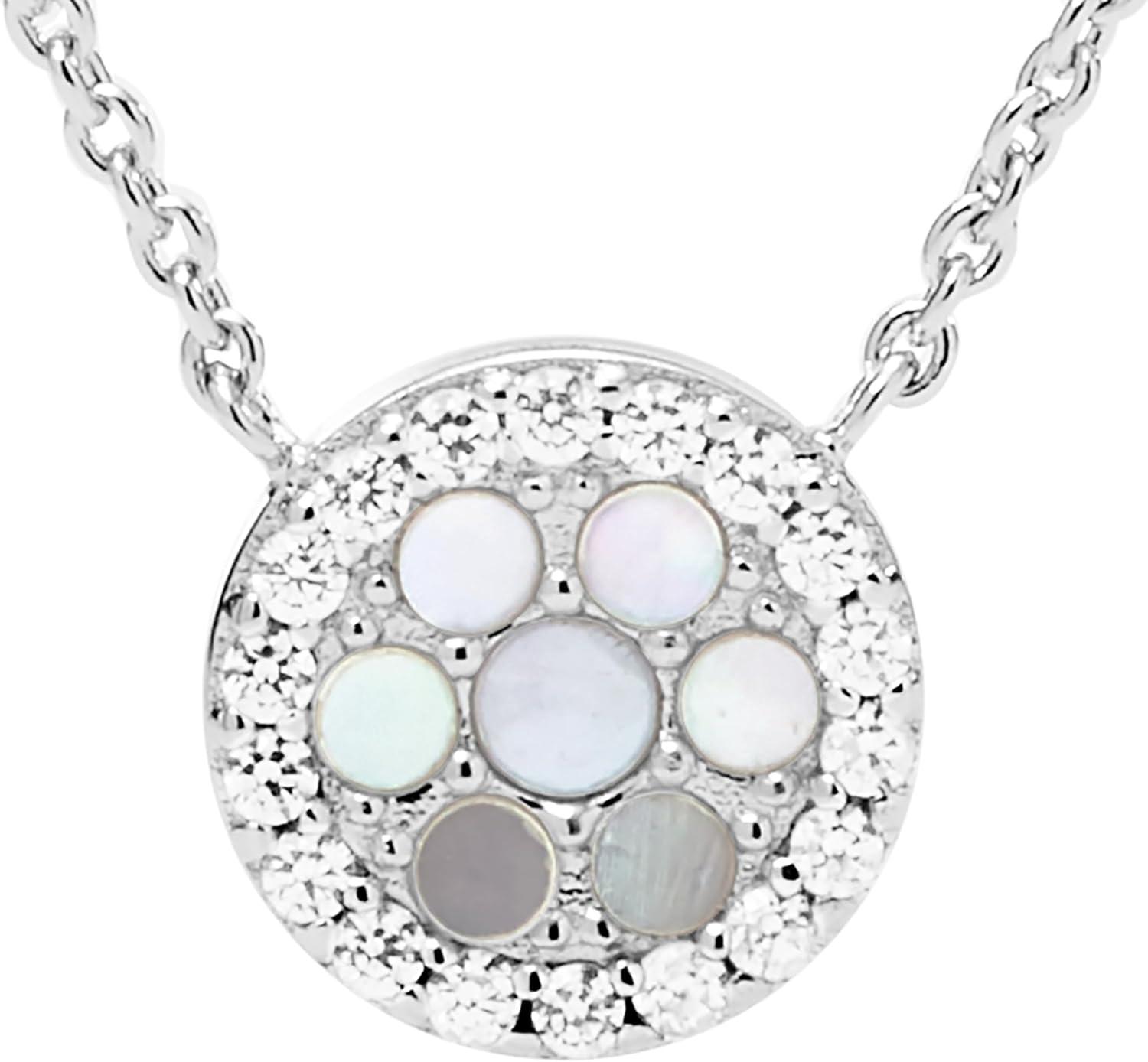imageFossil Womens Sterling Silver or SilverTone Stainless Steel Pendant Chain Necklace for WomenSilver Mosaic Disc