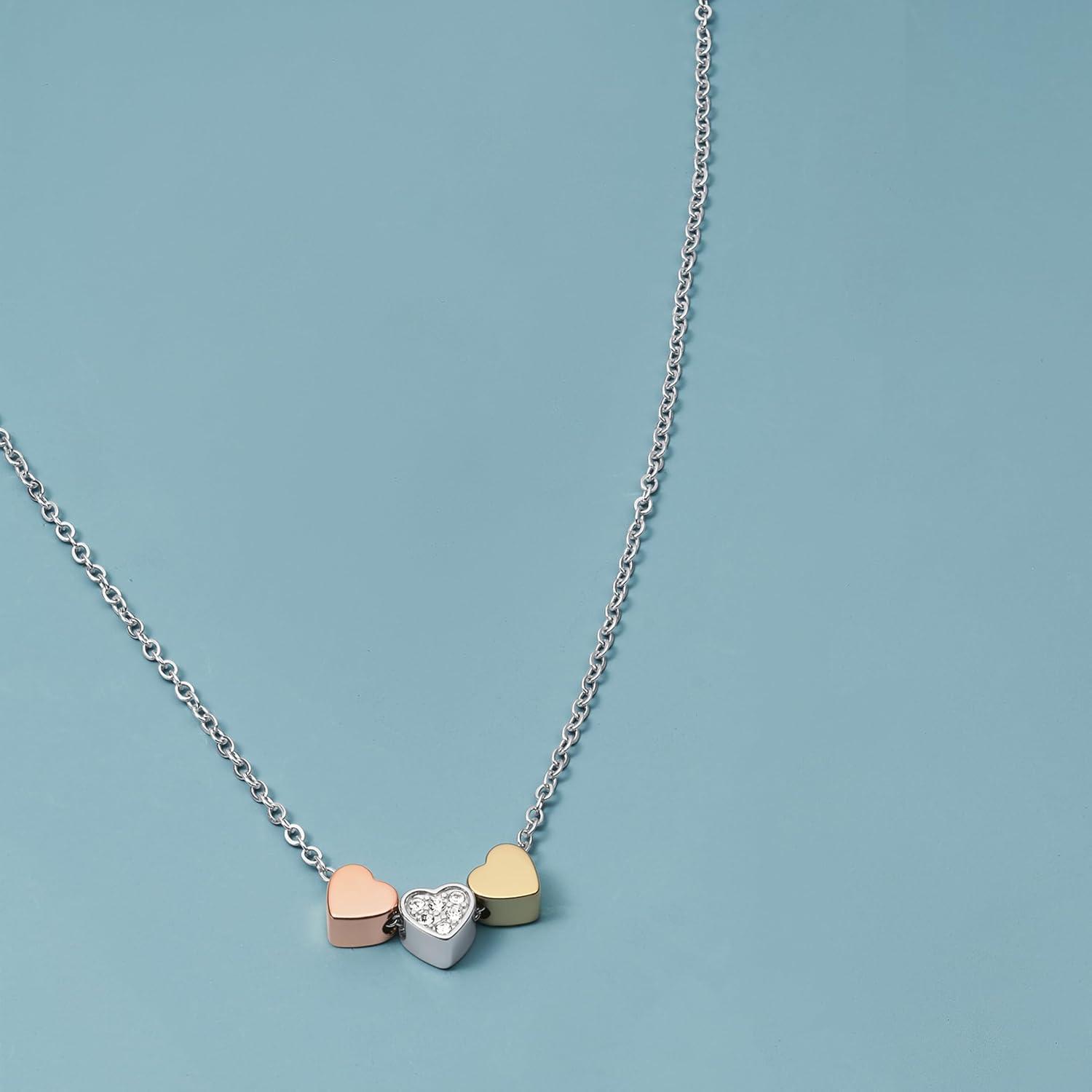 imageFossil Womens Sterling Silver or SilverTone Stainless Steel Pendant Chain Necklace for WomenSilver TriTone Heart