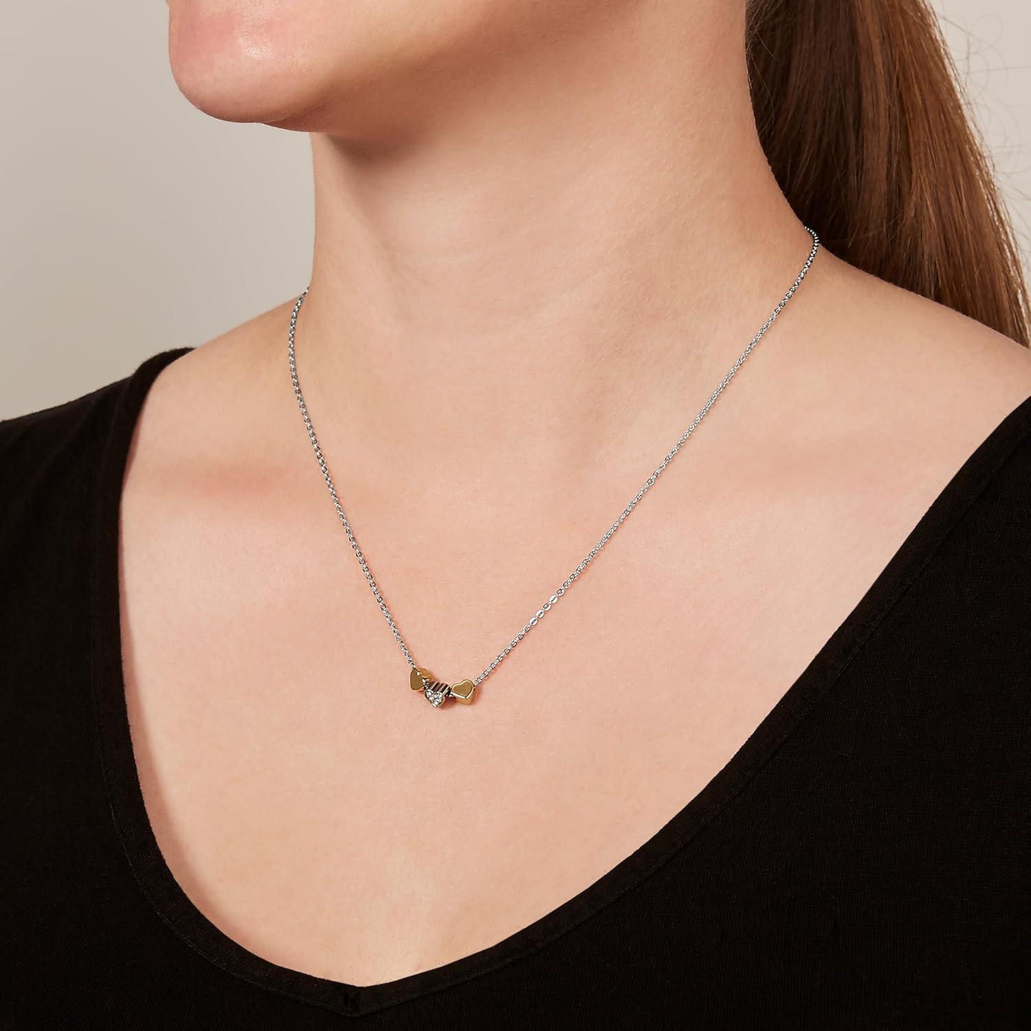 imageFossil Womens Sterling Silver or SilverTone Stainless Steel Pendant Chain Necklace for WomenSilver TriTone Heart