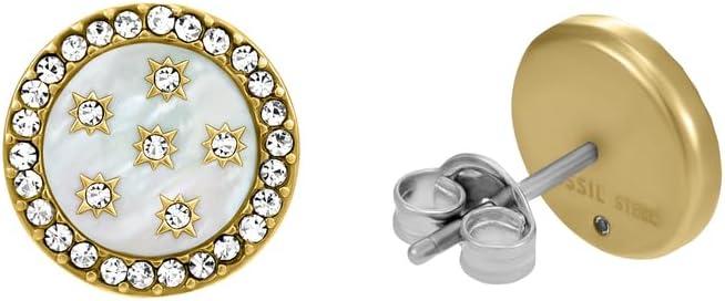 imageFossil Womens Sterling Silver or Stainless Steel Stud Earrings for WomenGold Classic MOP Disc
