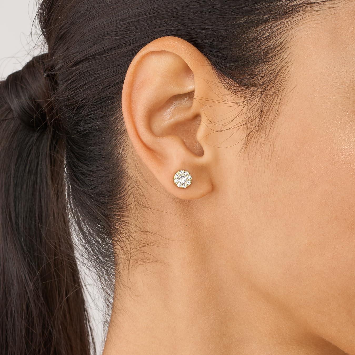 imageFossil Womens Sterling Silver or Stainless Steel Stud Earrings for WomenGold Glitz Disc