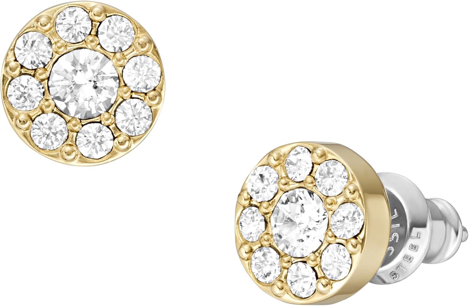 imageFossil Womens Sterling Silver or Stainless Steel Stud Earrings for WomenGold Glitz Disc
