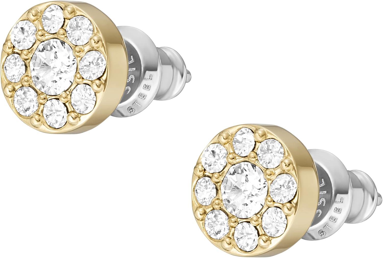 imageFossil Womens Sterling Silver or Stainless Steel Stud Earrings for WomenGold Glitz Disc