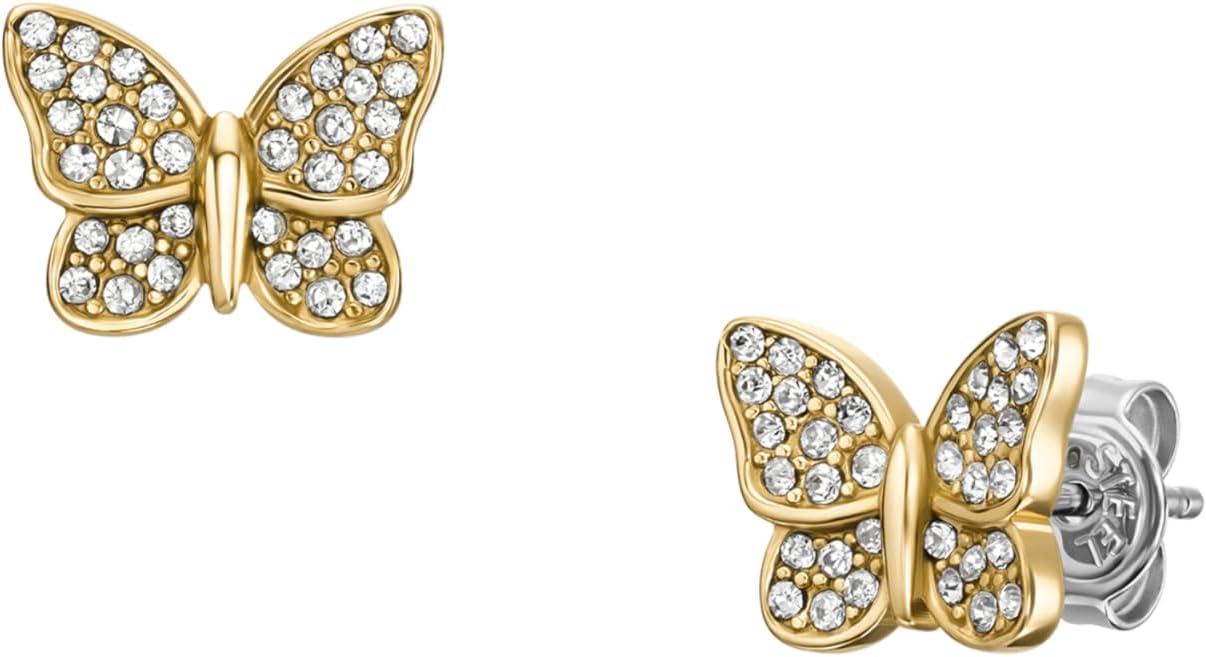imageFossil Womens Sterling Silver or Stainless Steel Stud Earrings for WomenGold Glitz Sutton Butterfly