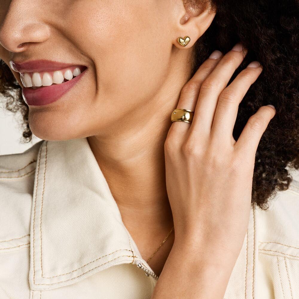imageFossil Womens Sterling Silver or Stainless Steel Stud Earrings for WomenGold Sadie Heart