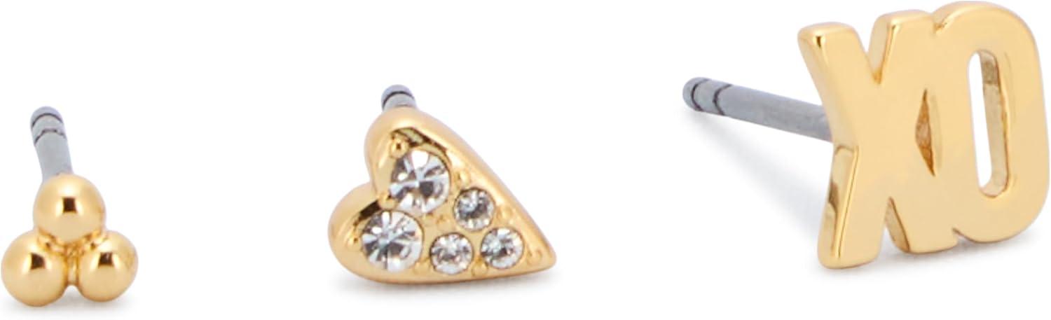 imageFossil Womens Sterling Silver or Stainless Steel Stud Earrings for WomenGold XO Heart Set