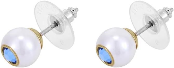 imageFossil Womens Sterling Silver or Stainless Steel Stud Earrings for WomenGoldBlue Bright Bauble