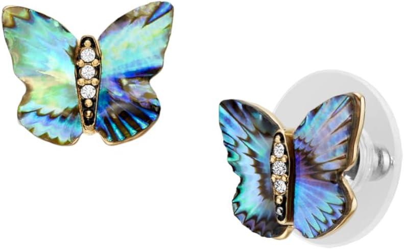imageFossil Womens Sterling Silver or Stainless Steel Stud Earrings for WomenGoldBlue MOP Butterfly