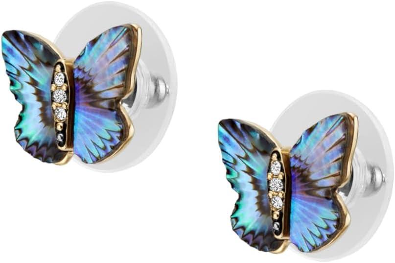imageFossil Womens Sterling Silver or Stainless Steel Stud Earrings for WomenGoldBlue MOP Butterfly