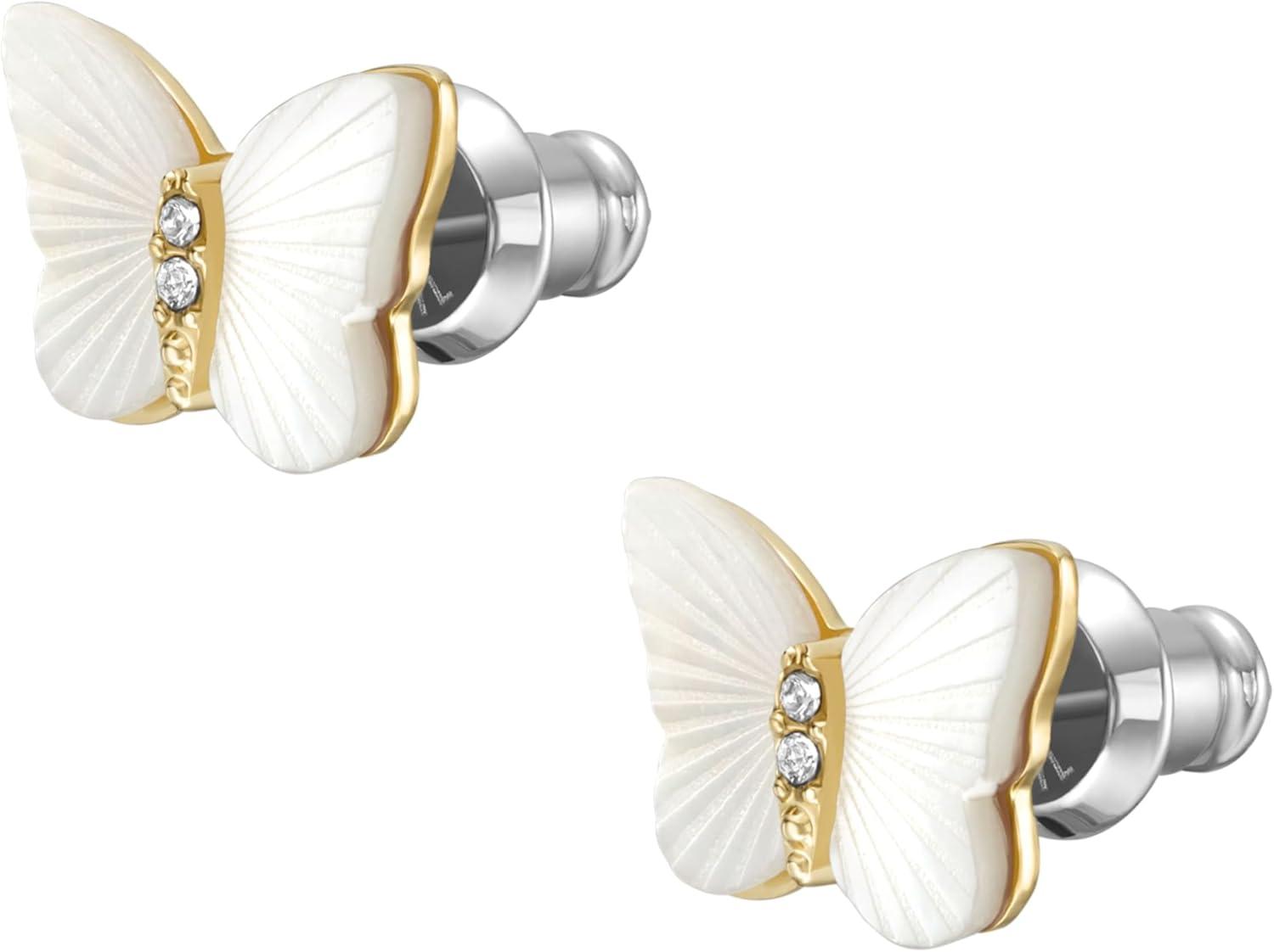 imageFossil Womens Sterling Silver or Stainless Steel Stud Earrings for WomenMOP Butterfly