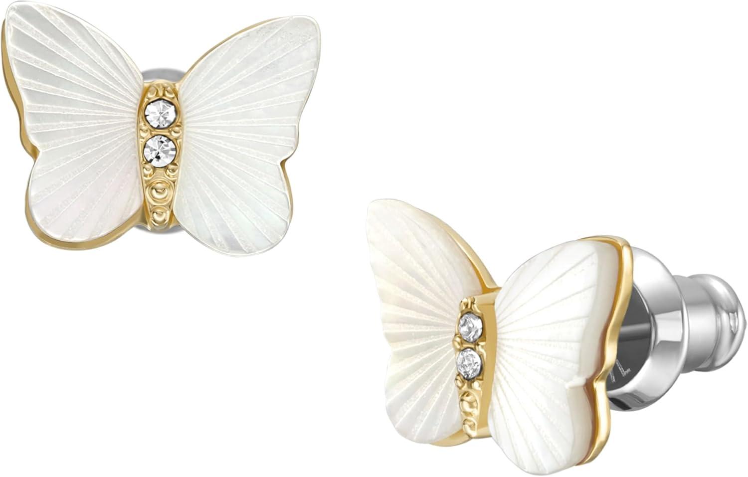 imageFossil Womens Sterling Silver or Stainless Steel Stud Earrings for WomenMOP Butterfly