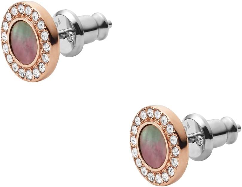 imageFossil Womens Sterling Silver or Stainless Steel Stud Earrings for WomenRose Gold Gray Mother of Pearl